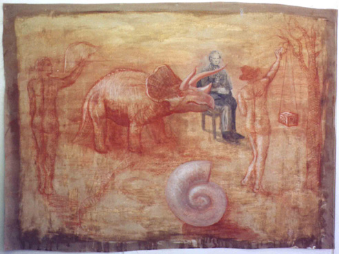 Chalk and acrylic on canvas, 141 x 106cm, 1995.